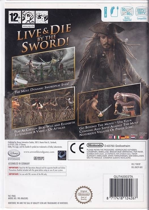  Disney Pirates of the Caribbean At Worlds End - Nintendo Wii (B Grade) (Genbrug)